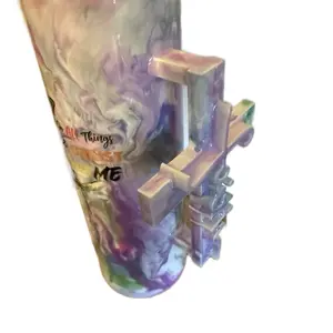 Custom Epoxy 30oz Tumbler with Custom 3D Cross Handle - Unique Design & Colorful Finish