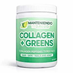 Manteniendo Tu Salud Collagen Greens Powder 10.6 Oz Natural Supplement with Collagen Peptides Types 1 & 2 for Joint Health and Radiant Beauty