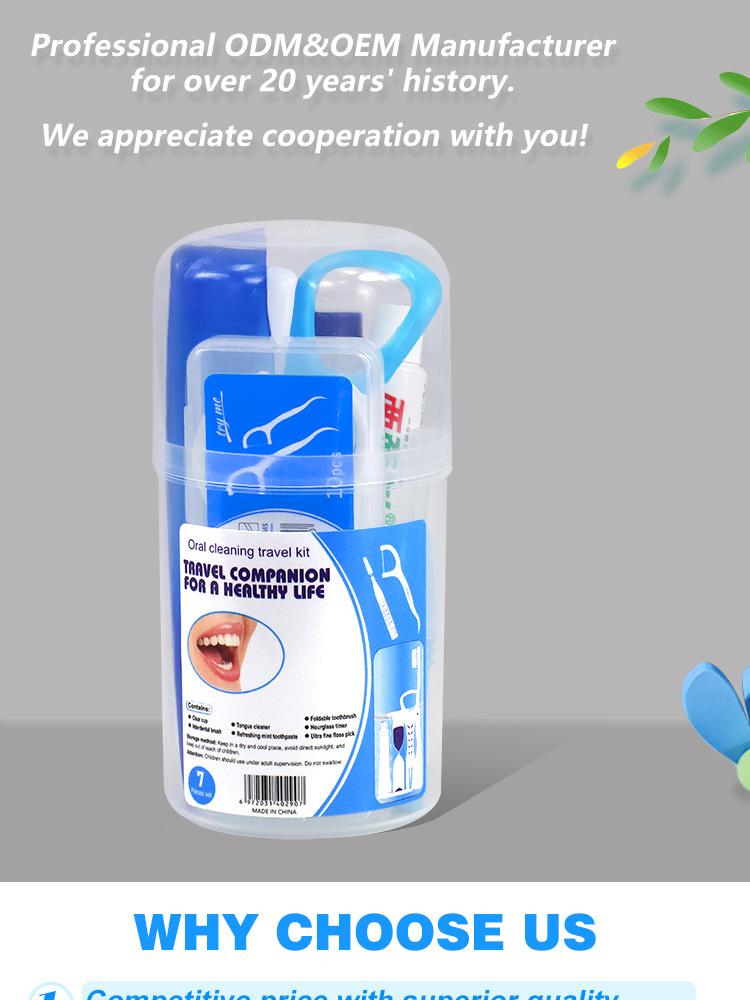 Cross- border Hot- Selling Orthodontic Care Kit in Stock for Wholesale: Toiletry Bag with Toothbrush, Dental Floss, and Interdental Brushes—Travel- Size Cleaning Set