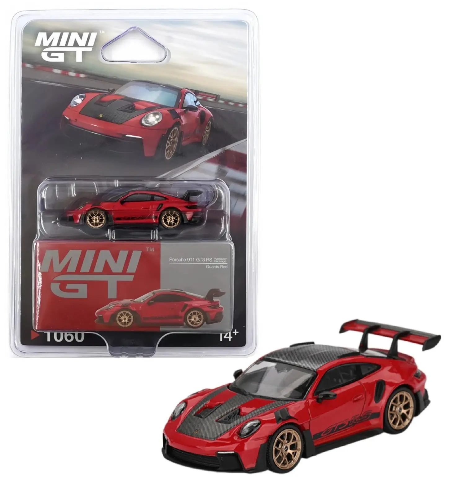 Mini GT 1:64 Porsche 911 (992) GT3 RS Weissach Package Guards Red Diecast Model Car MGT01060, New, Metal