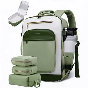 Lefame 40L Airline-Approved Travel Backpack Personal Item, TSA-Friendly 180-Degree Wide-Open Carry-On with 3 Packing Cubes, 16 Pockets, Water-Resistant, Fits 17-Inch Laptop, 3-7 Day Multi-Functional Travel Organizer