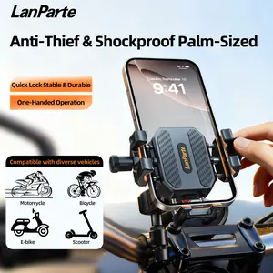 Lanparte Motorcycle Phone Mount Dual-Mode Charging & Military Shock Absorption. Features anti-theft lock, one-hand use, 720° rotation, and open camera design. Adjustable for 5.2-7.2” phones Motorbike phone holder for car car phone mountcar phone car phone