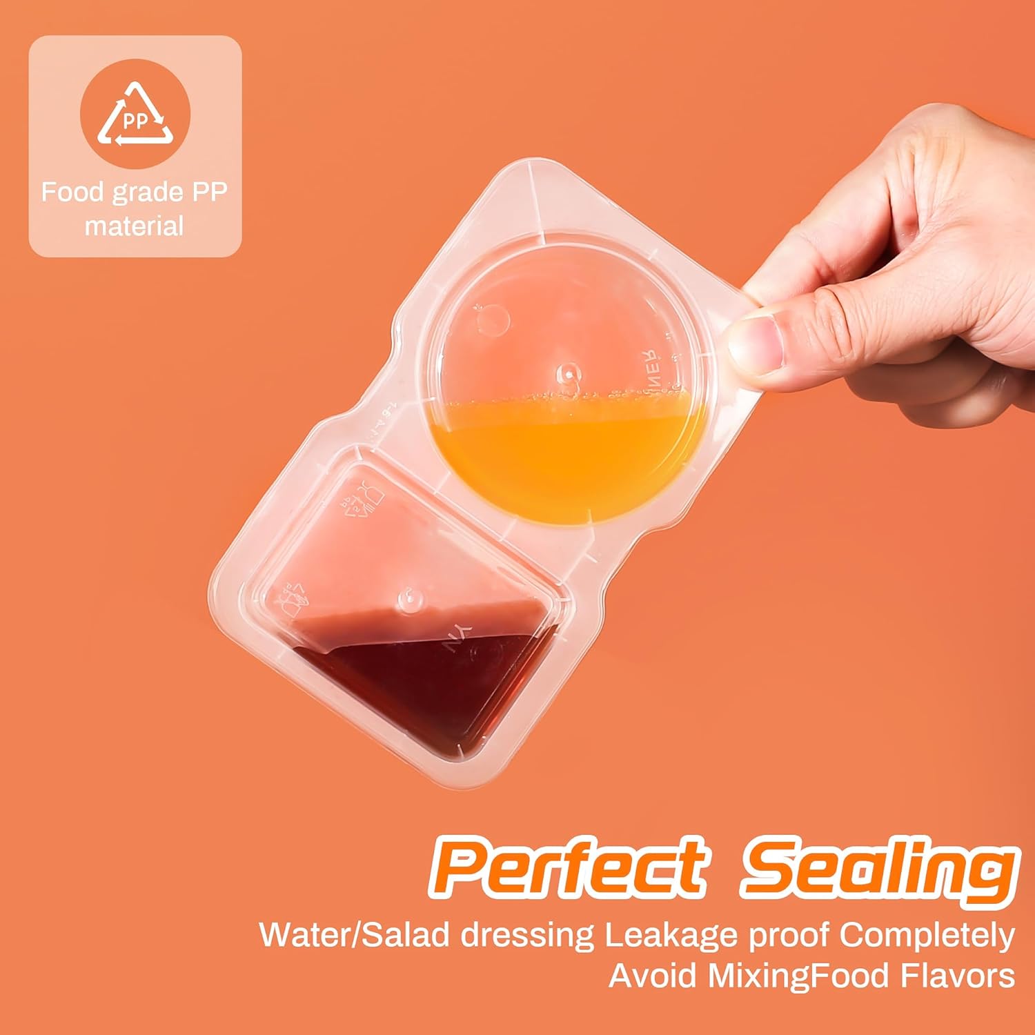 20/40 Sets Double Compartment Condiment Container With Lids, Reusable Snack Container for Sauces and Snacks, Disposable Snack Containers, Ideal for On-the-Go Meals and Parties