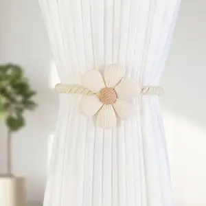 Magnetic Curtain Buckle, Simple Flower Design Curtain Tie, Modern Curtain Holdback, Home Decor for Living Room Bedroom Hotel Salon