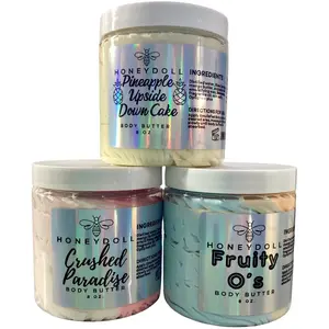 Honeydoll New Crushed Paradise Body Butter - Pineapple Upside Down Cake - Fruity O’s - Unicorn Fairy - Choose Your Scent - Body Butter, 8 oz - Blend