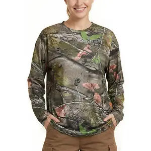 ARRIS Oversized Camo Long Sleeve Shirts for Women, Basic Camouflage Graphic Fall Casual Workout Tops Ghost Veil Printed Loose Fit Elk Hunting