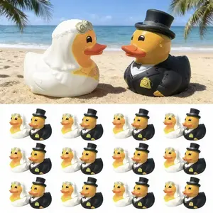 24pcs Wedding Rubber Duck Bath Toy 12pcs Bride&12pcs Groom Duckies Marriage Rubber Ducks Bulk Ducky Small Ducks For Wedding Ceremony Bridal Shower Gift Souvenir Play