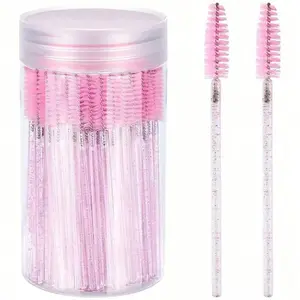 Disposable Lash Wands (200/100/50Counts) with Storage Case | Bendable & Washable Eyelash Curler | Crystal Spiral-shaped Lash Wands for False Lashes | Eyelash Tools | Eyelash Brush