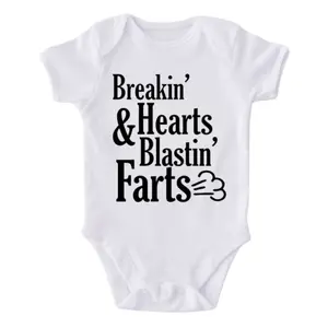 "Breakin' Hearts & Blastin' Farts" Funny Baby Onesie – Cute Infant Bodysuit, Hilarious Baby Shower Gift, Adorable Newborn Outfit for Boys & Girls