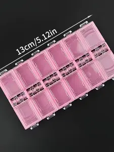 12-Grid Nail Art Storage Box, Transparent Plastic Container for False Nails & Accessories, Portable Manicure Organizer, Beauty Essential