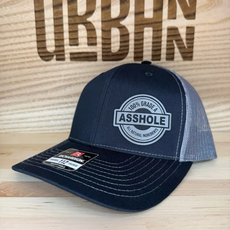 Grade A Ahole Custom Leatherette Patch Trucker Style Hat trucker hat unisex hat