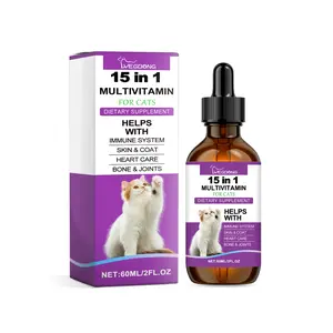 Yegbong 15-in-1 Cat Multivitamin Daily Care Supplement, 60ML, with Mint Extract & Sorbitol for Immune Support, Heart Health & Skin Coat Nutrition (Father’s Day Gift Idea)