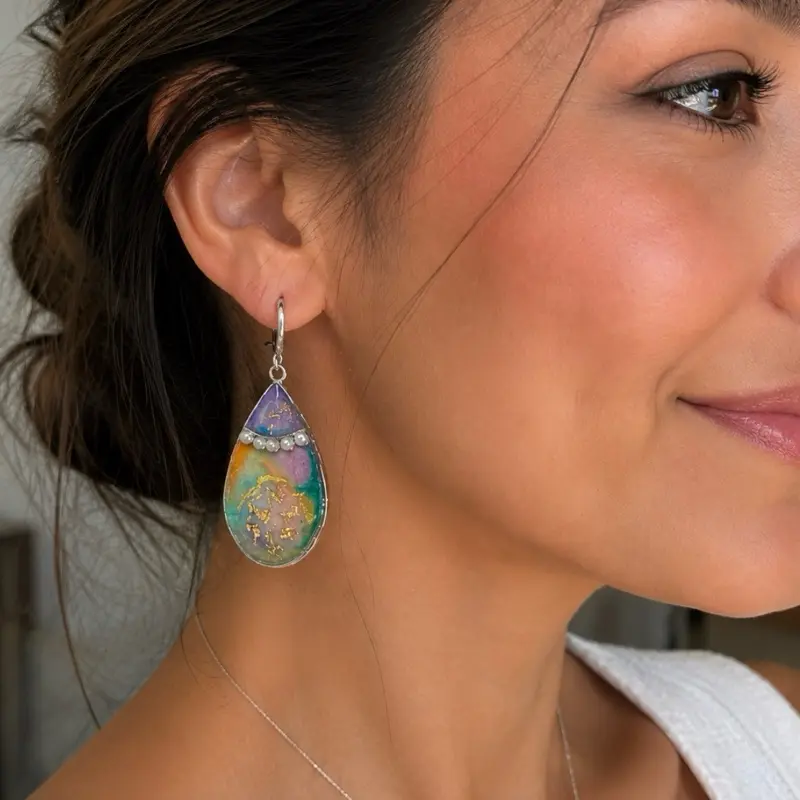 Aurora Mosaic Resin Earrings