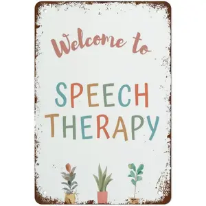 Vintage Funny Wall Decor Sign Welcome to Speech Poster Speech Therapy Poster Speech Therapy Room Decor 12x8 Inch Decor for Room Cafe Restaurant Office Bar Club Garage