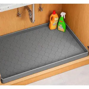 Jin&Bao Waterproof Under Sink Mat 40" x 22", Thick Silicone Mat Cabinet Protector for Kitchen and Bathroom, Shelf Liner, Home Organizer and Storage, Multipurpose Tray for Gadgets and Essentials