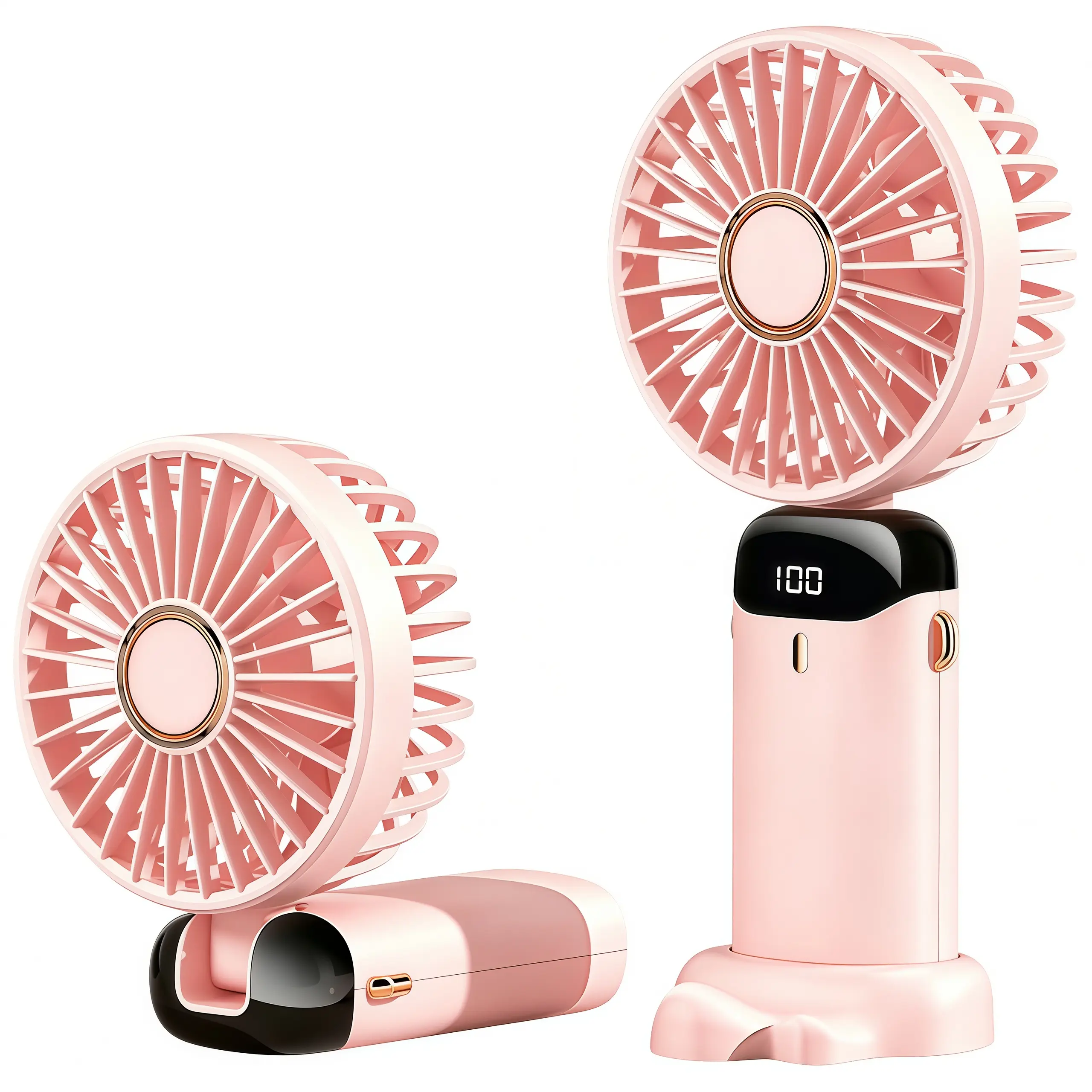 LMMAKE 1PC Wireless Cordless Handheld Fan, Portable Rechargeable with Base, Digital Display, 90° Adjustable Angle for Indoor & Outdoor Use, Wireless Fan tiktokshopbacktoschool,back to school,back to school haul