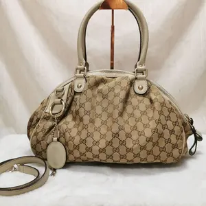Pre-owned GUCCI GG Canvas Crossbody Bags Sukey Medium Beige CPU0329