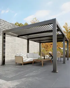 All-Aluminum Louvered Pergola 12' x 20', Outdoor Pergola with Adjustable Louvered Roof, Reinforced Aluminum Frame, Integrated Drainage System, Hardtop Gazebo for Patio, Deck, Gray
