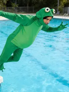 Halloween Frog Role Play Costume for Men Funny Animal Jumpsuit Party Outfit