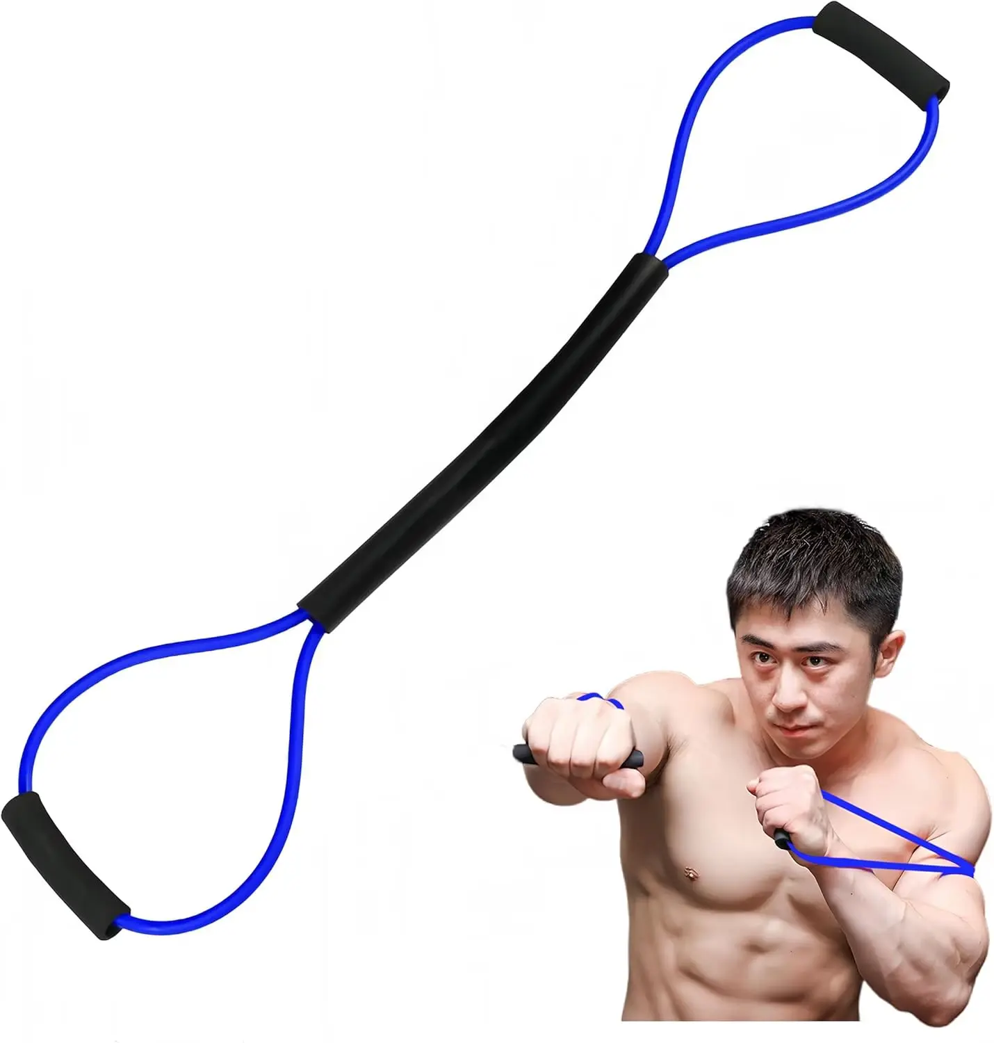 BYXAS Boxing Resistance Bands for Speed, Strength – Ideal for Fighters, Athletes, and Fitness Enthusiasts to Enhance Combat Techniques and Home Training with Varied Resistance (Blue Max 25Lb)