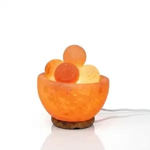 TerraLUX Handmade Himalayan Pink Salt Fire Bowl - 6 in Round, Handcrafted Novelty Lighting, Smokeless Decorative Balls, Elegant Glow Home Decor Meditation Aid