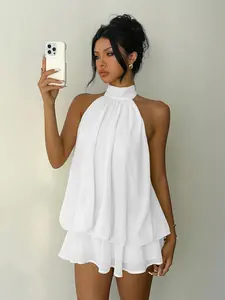 Women's Summer Sexy Halter Sleeveless Backless Bodycon Mini Dress, Perfect for Parties & Clubs, Stylish Boho Design