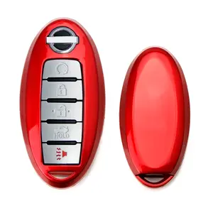iJDMTOY Exact Fit Gloss Metallic Red Smart Key Fob Shell For Nissan Armada Rogue GT-R Murano Pathfinder Sentra Leaf Titan (4-Button only)