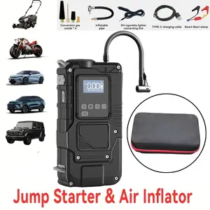 Portable Car Jump Starter With Air Compressor 5000A Peak (8.0L Gas, 6.5L Diesel) With 150 PSI Tire Inflator,15000mAh 12V Car Battery Jump Power With LED Light W100 portable jumpstarter batterycharger Automotive Tool Kit Auto Accessories  Vehicle