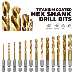Hex Shank Cobalt Drill Bit Set 13Pcs, M35 HSS Twist Drill Bits 1/16"-1/4", Professional Drill Kit for Metal and Hardened Steel, Compatible with Impact Driver and Includes Index Holder for Easy Organization and Storage