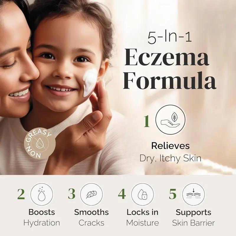 5-in-1 Eczema Cream for Babies, Kids & Adults | Colloidal Oatmeal Lotion for Dry, Itchy Skin | Intensive Face & Body Moisturizer | Clinically Tested for Sensitive, Irritated Skin