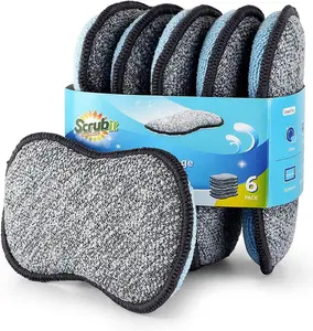 Multi-Purpose Sponges Kitchen by Scrub-It - Non-Scratch Microfiber Sponges for Cleaning, along with Heavy Duty Scrubbing Power - Reusable Dish Sponge for Dishes, Pots and Pans (6 Pack, Small)