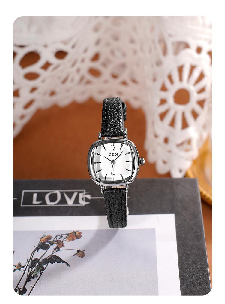 GEDI Vintage Oval Leather Watch for Women - Small Dainty Quartz Wristwatch, Minimalist Ancora Red Aesthetic Watch GEDI Vintage Oval Leather Watch for Women - Small Dainty Quartz Wristwatch, Minimalist Ancora Red Aesthetic Watch