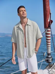 2026 New Men’s Puff-Pattern Shirt T‑Shirt — Summer streetwear short sleeves, new loose fit, unisex design, breathable and comfortable, ice silk fabric, cross‑border version K205