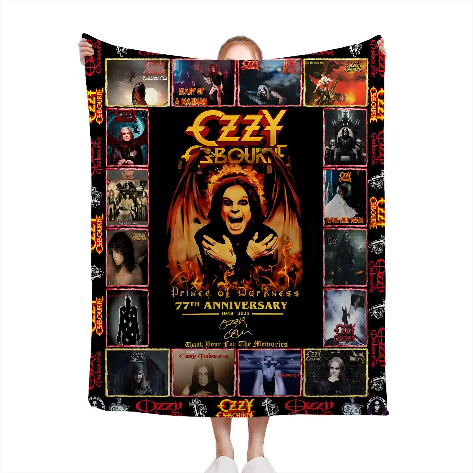 Ozzy OsbourneSoft Funny Throw Blanket Flannel Design,Machine Washable For All Seasons D0723-07
