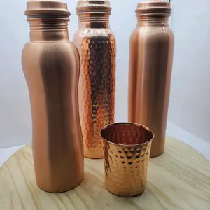 100% Pure Copper Water Bottle (32oz/950ml) - Leak-Proof, Durable, Reusable, Eco-Friendly Drinkware