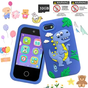 Kids Smart Toy Phone with 2.8" HD Touchscreen, Music Light, Dual Camera Selfie Video, 20+ Educational Games, Multilingual, Shockproof Silicone Cover, Long Battery Travel Toy for Boys Girls 3-10