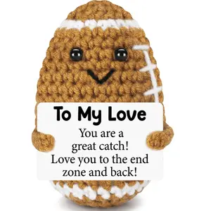 Emotional Support Christmas Gift - Handmade Crochet Football for Him & Her | Romantic Birthday Gift for Boyfriend, Girlfriend, Husband, Wife & Couples | Cute Mini Anniversary Present, I Love You Gift, Crochet Figure
