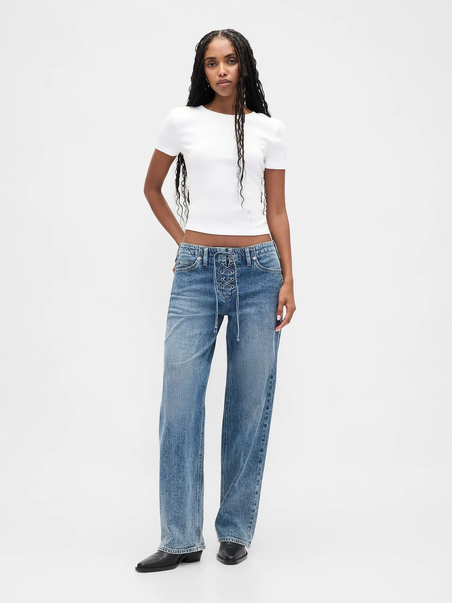 Gap Women's Low Rise Lace-Up '90s Loose Jeans Gap Women's Low Rise Lace-Up '90s Loose Jeans