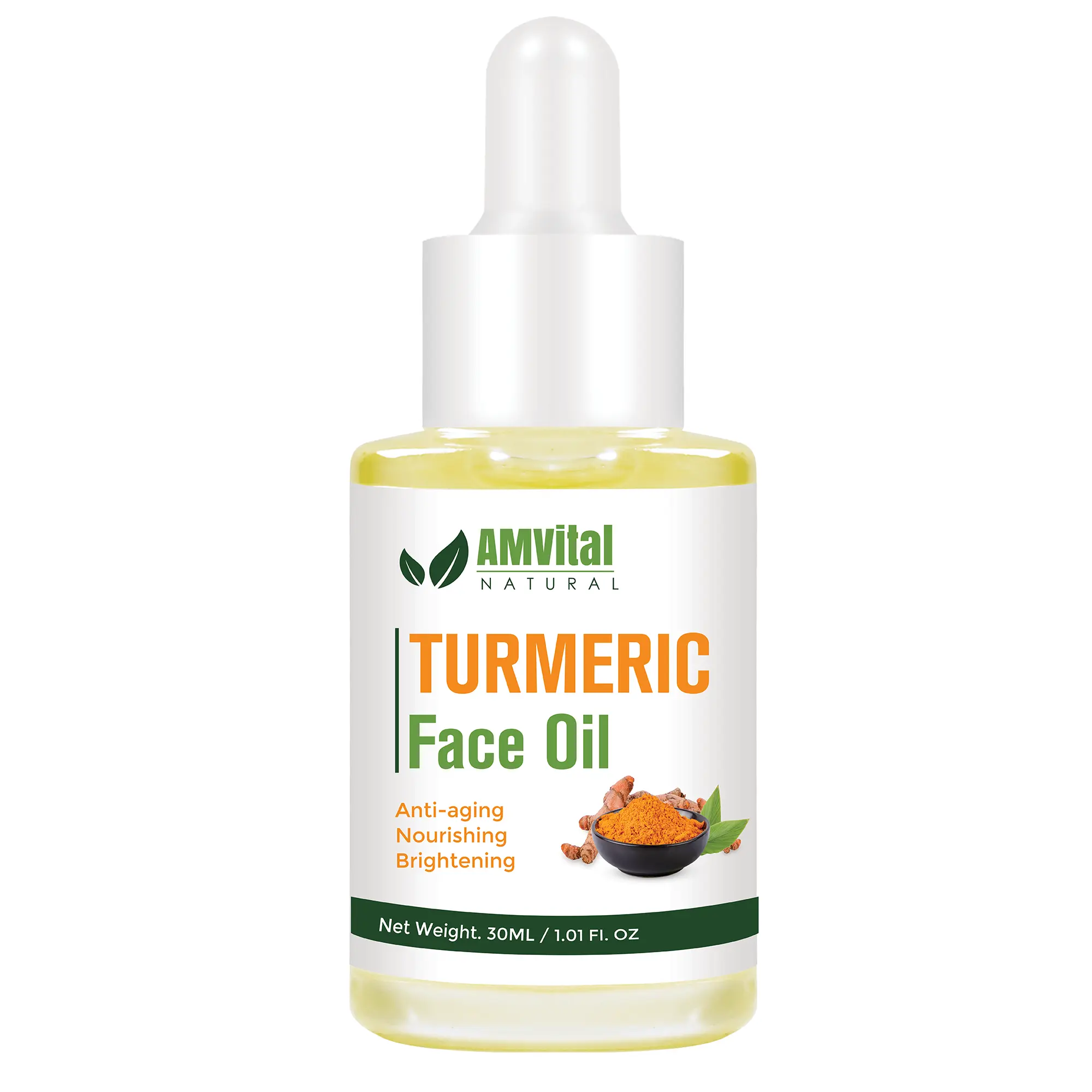 AMVital Turmeric Face Oil Serum - 30ml Pure Natural Essential Oil, Brightening, Firming, Soothing, Anti-Aging, Nourishing, Skin Repair for Combination Skin, Gentle Skincare Item