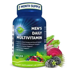 Men's Daily Multivitamin – Vegan Methylated Multivitamin for Men with Saw Palmetto, Biotin, Organic Superfoods, Probiotics & Enzymes – Energy, Gut & Optimal Health Support – Easy to Swallow Capsules