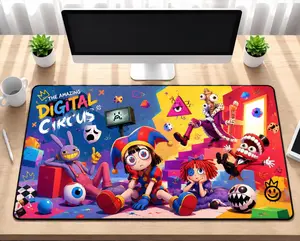 Amazing Digital Circus Inspired Computer Desk Mat, Cartoon Characters Home Decor Mouse Pad, Gift for TADC Fan, Keyboard Mat, Digi Circus Office Decor