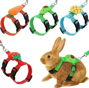 Adjustable Bunny Rabbit Harness and Leash Set Small Pet Cute Vest Harness Leash Ferret Harness Guinea Pig Harness Ferret Leash with Decorations for Bunny Kitten Puppy, Small Pets