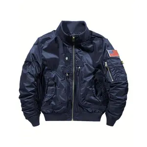 2025 new [Casual Stand Collar Bomber Jacket] Men's Casual Stand Collar Bomber Jacket, Chic Tactical Jacket Tops Long Sleeve Regular Fit Outerwear Menswear