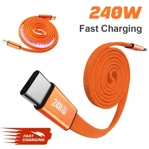 240W Usb-c  Charger Cable, PD 5A Super Fast Charging & Data Sync, Flat Braided Magnetic Portable Charge Cable for iPhone 15/16/17 Pro Max/iPad/Airpods/Samsung Series Phone Accessories