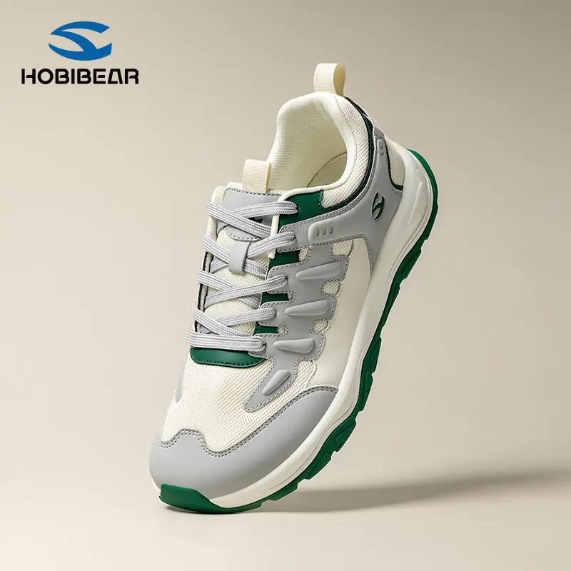 HOBIBEAR Men's Wide-Toe Casual Trainers - Sneaker, Sports Shoes, Walking Shoes for Training, Breathable Fabric & Synthetic Leather, Cushioned All-Seasons Wear-Resistant Footwear