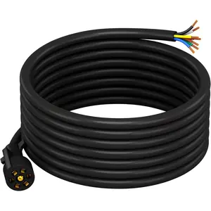 CheeMuii 15 FT Trailer Cord Heavy Duty 7 Way Trailer Wiring Harness Kit 7 Pin Trailer Plug Inline Wire Harness Cable for Trailers RVs Campers