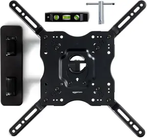 Amazon Basics Full Motion Articulating TV Monitor Wall Mount for 26" to 55" TVs and Flat Panels up to 80 Lbs, Black