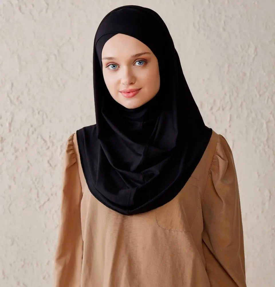 Modefa Instant Criss-Cross Hoodie Jersey Hijab – Black