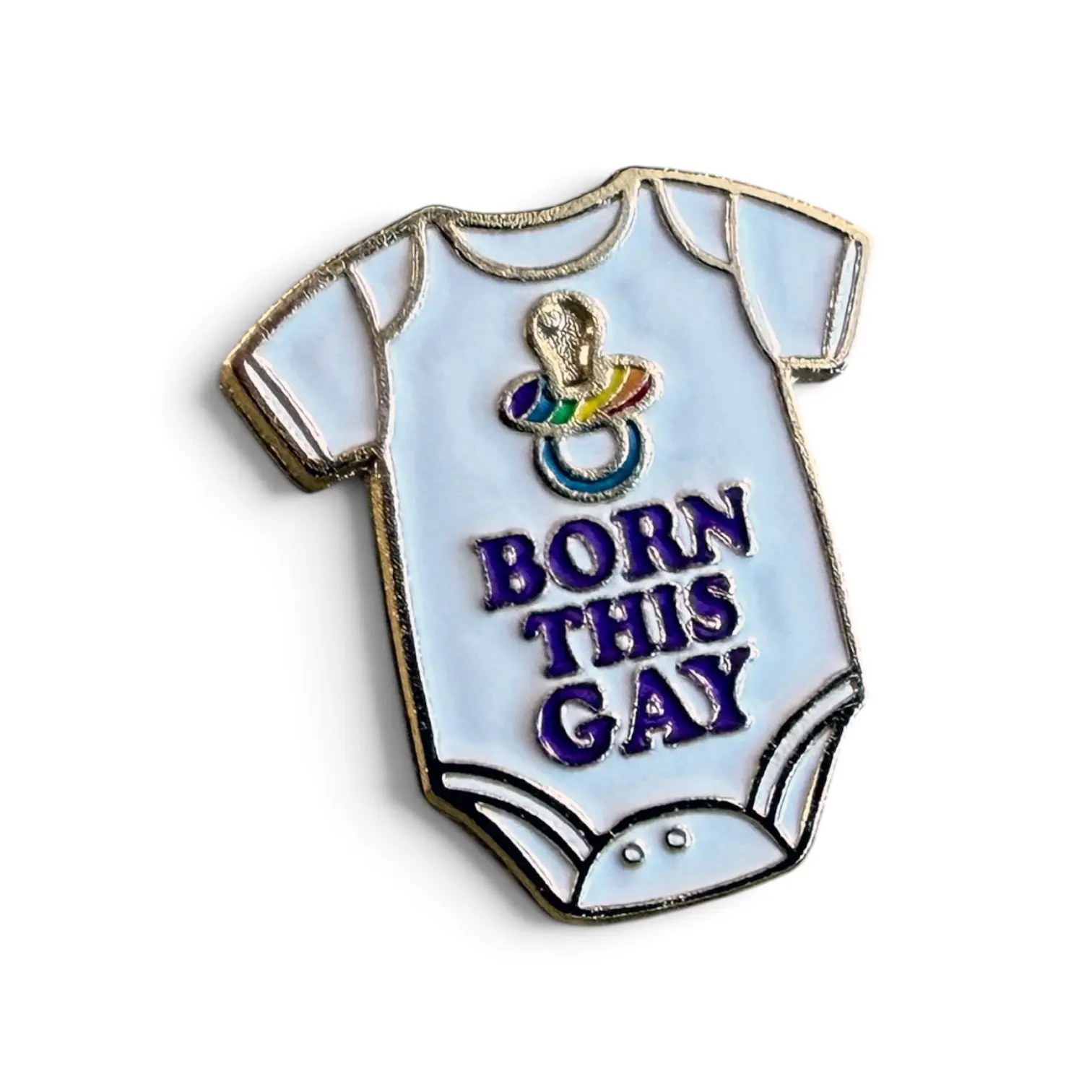 Born This Gay Enamel Pin, Pride Lapel Pin, LGBTQ+ Gift, Funny Brooch Fashion Accessory, Suitable for Backpacks, Jackets, Hats, Lanyards, Purses
