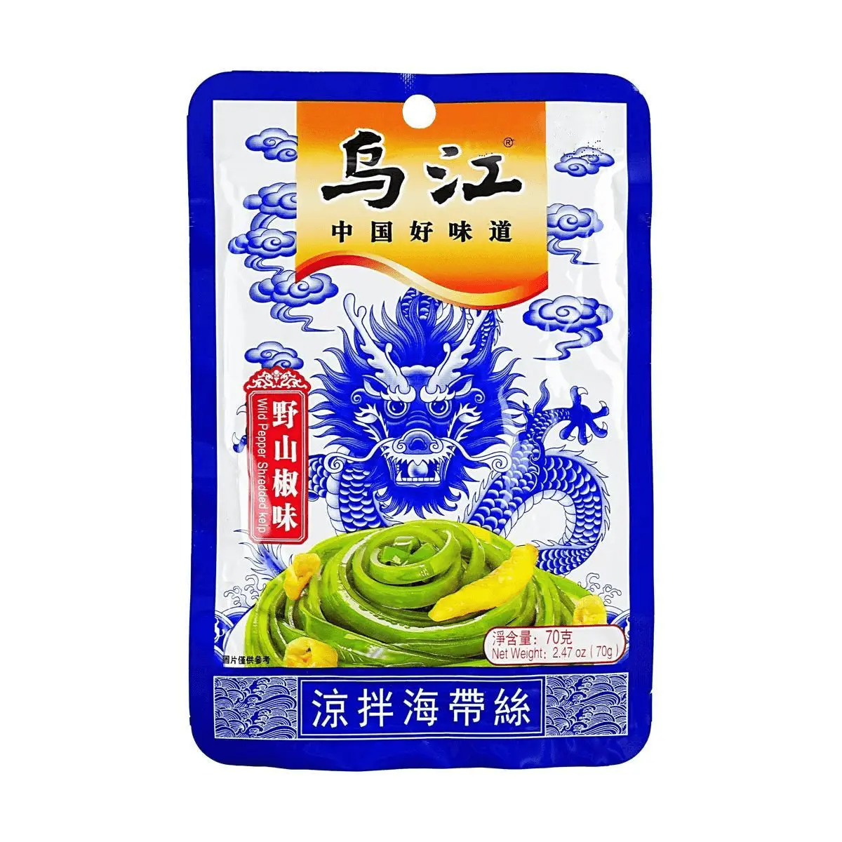 WUJIANG Wild Chili Shredded Kelp - Ready-to-Eat Spicy Seaweed Salad, 70g - Perfect Side Dish for Rice & Noodles